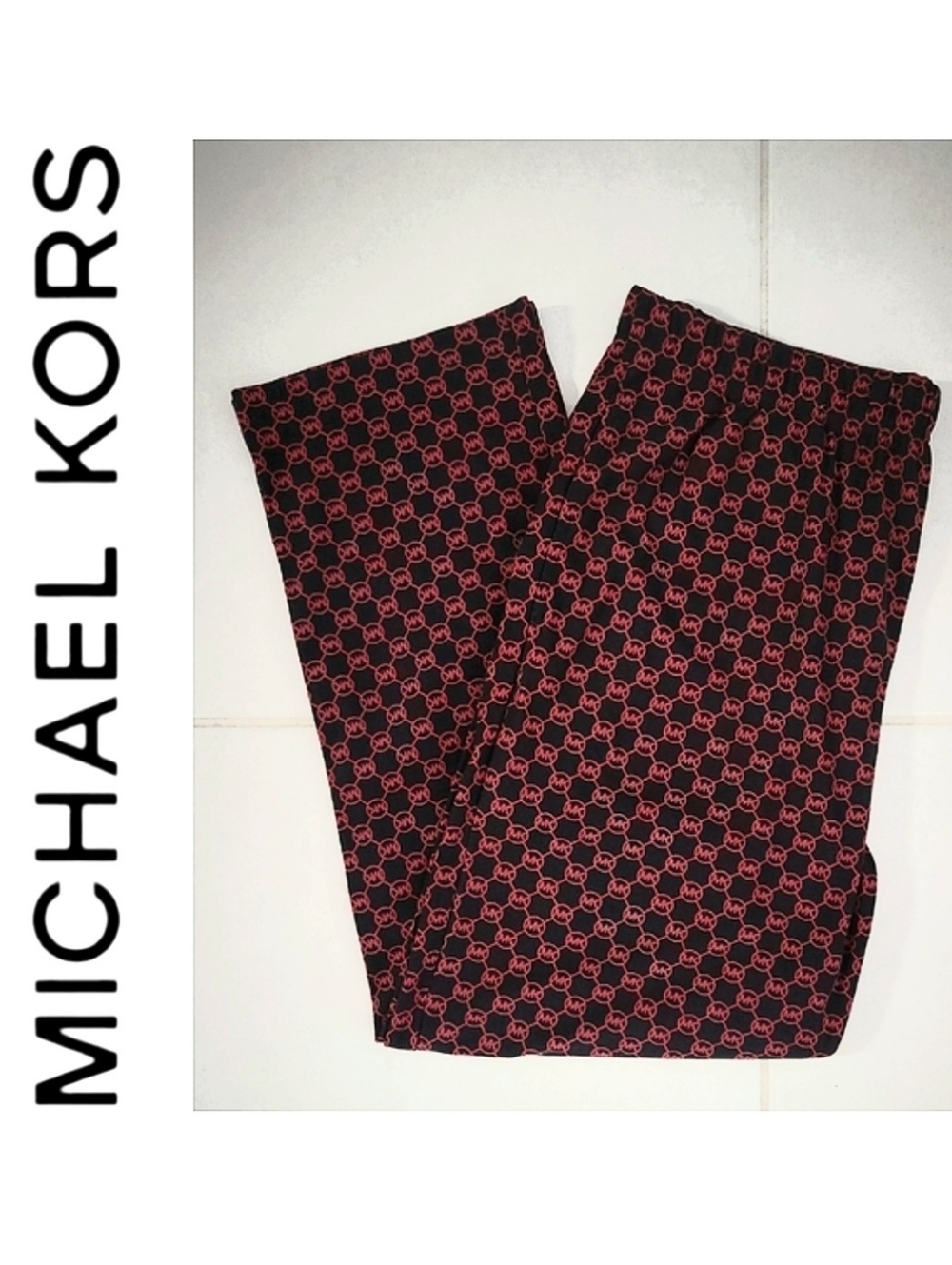 Michael Kors Men's Brushed Flannel Circle Logo Print Sleep Pant L